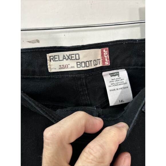 Levi's 550 Size‎ 14L Black Relaxed Bootcut Jeans Stretch Denim Mid Rise Mom NWOT - Picture 2 of 9